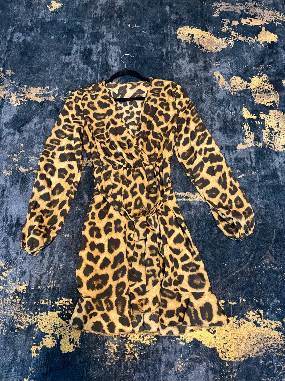 Source Unknown Leopard Print Wrap Dress - Gold and Brown